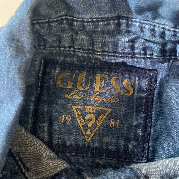 Guess Kids Denim Chiffon Blue Tie Dye Dress Girl’s Size 6 - Picture 3 of 6